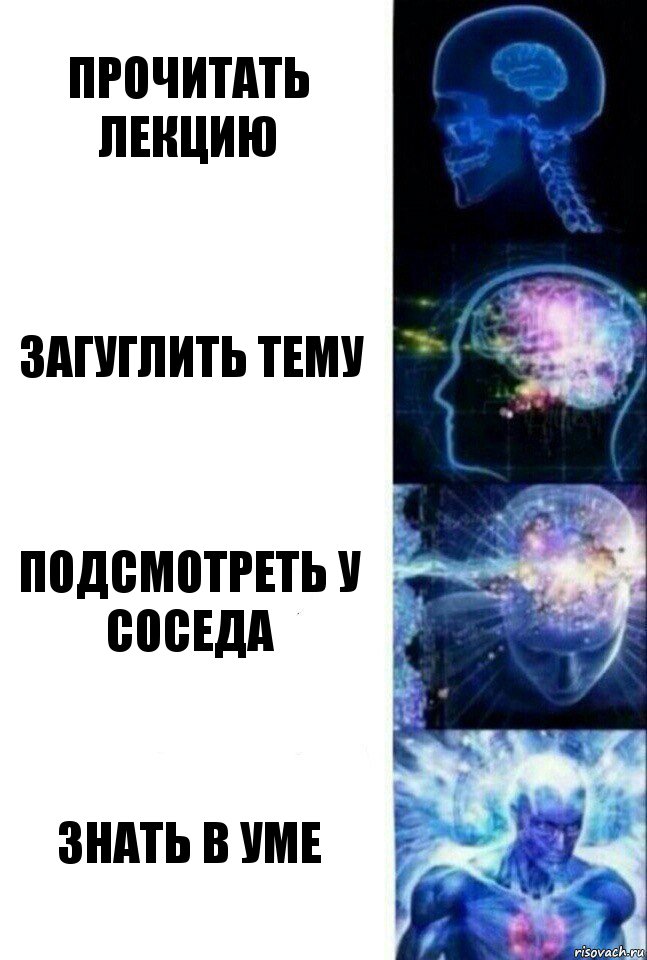 Прочитать лекцию Загуглить тему Подсмотреть у соседа Знать в уме, Комикс  Сверхразум