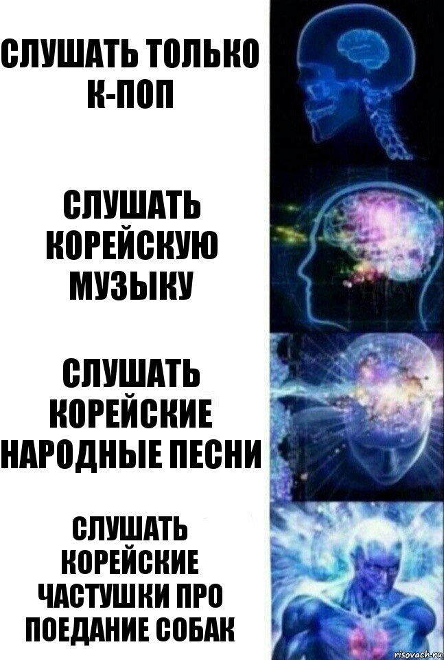 Слушать только К-ПОП Слушать корейскую музыку Слушать корейские народные песни Слушать корейские частушки про поедание собак, Комикс  Сверхразум