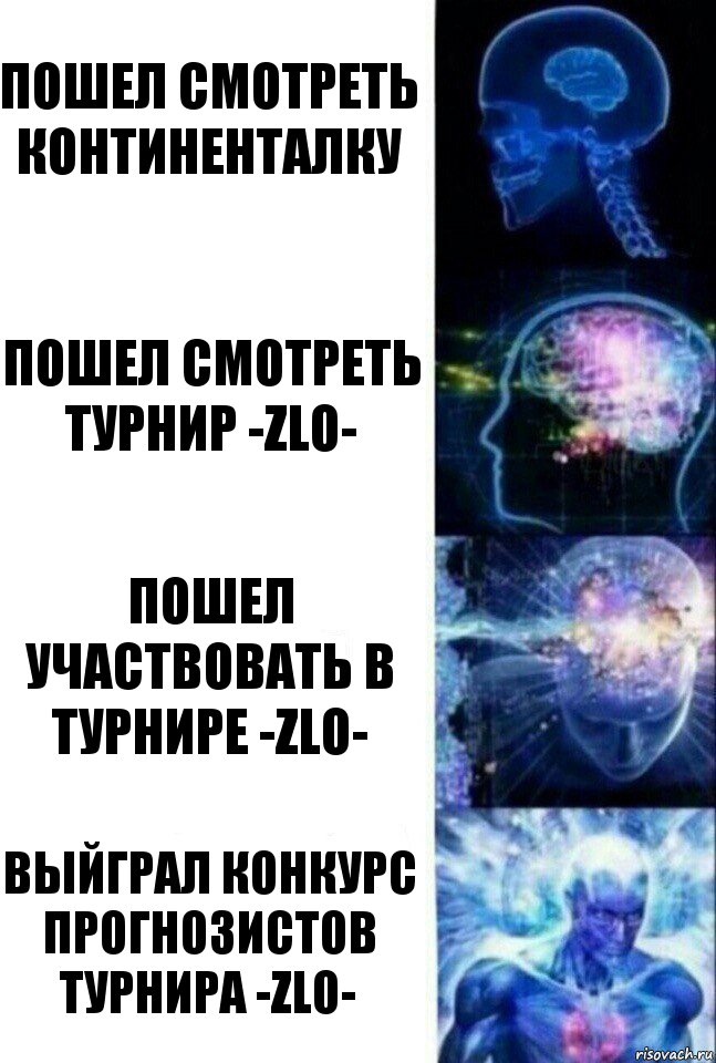 Пошел смотреть континенталку Пошел смотреть Турнир -ZLO- Пошел участвовать в Турнире -ZLO- Выйграл конкурс прогнозистов Турнира -ZLO-, Комикс  Сверхразум