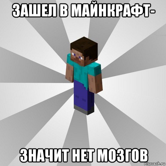 зашел в майнкрафт- значит нет мозгов, Мем Типичный игрок Minecraft