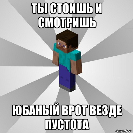 ты стоишь и смотришь юбаный врот везде пустота, Мем Типичный игрок Minecraft