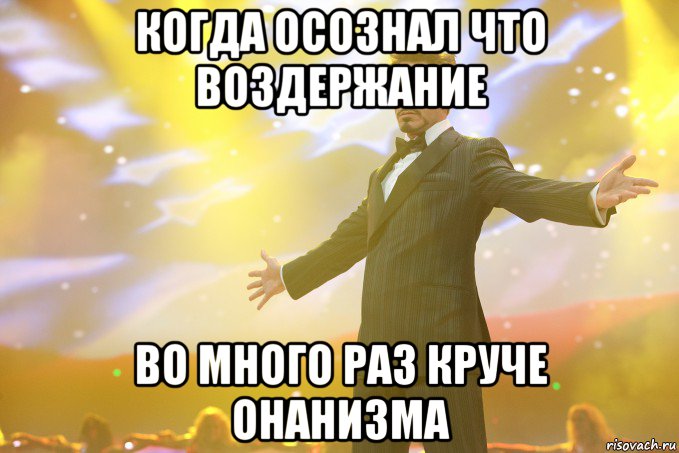 когда осознал что воздержание во много раз круче онанизма, Мем Тони Старк (Роберт Дауни младший)