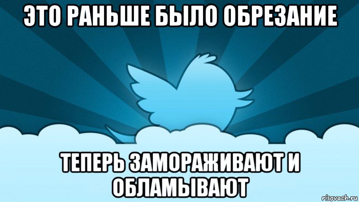 это раньше было обрезание теперь замораживают и обламывают, Мем    твиттер