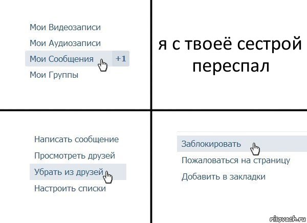 я с твоеё сестрой переспал, Комикс  Удалить из друзей