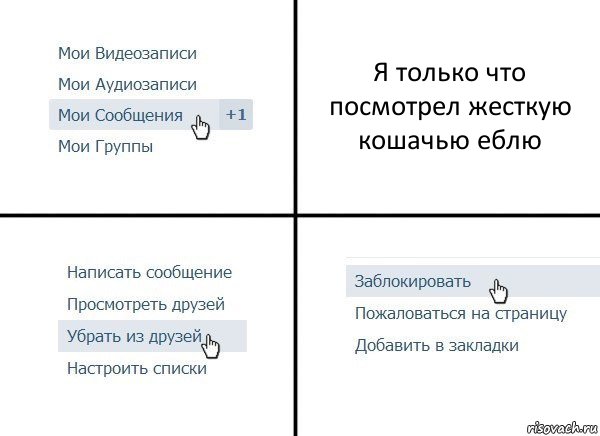 Я только что посмотрел жесткую кошачью еблю, Комикс  Удалить из друзей