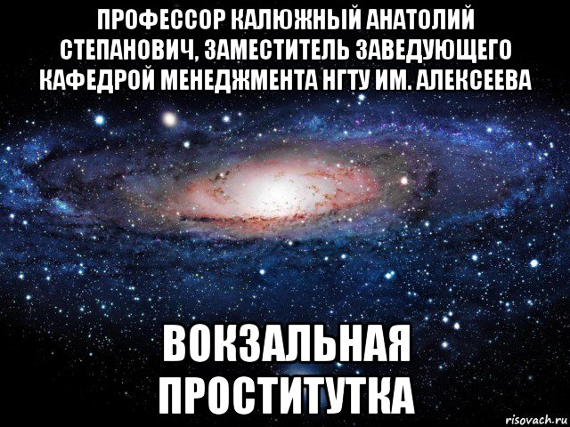 профессор калюжный анатолий степанович, заместитель заведующего кафедрой менеджмента нгту им. алексеева вокзальная проститутка, Мем Вселенная