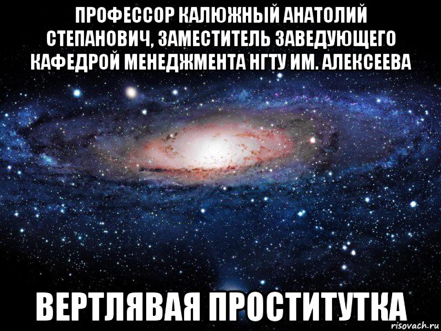 профессор калюжный анатолий степанович, заместитель заведующего кафедрой менеджмента нгту им. алексеева вертлявая проститутка, Мем Вселенная