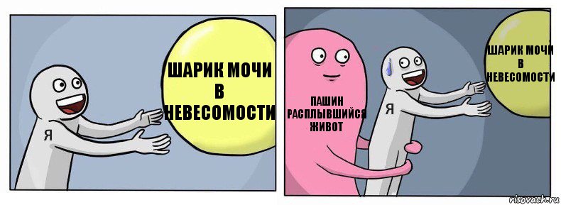 Шарик мочи в невесомости Пашин расплывшийся живот Шарик мочи в невесомости, Комикс Я и жизнь