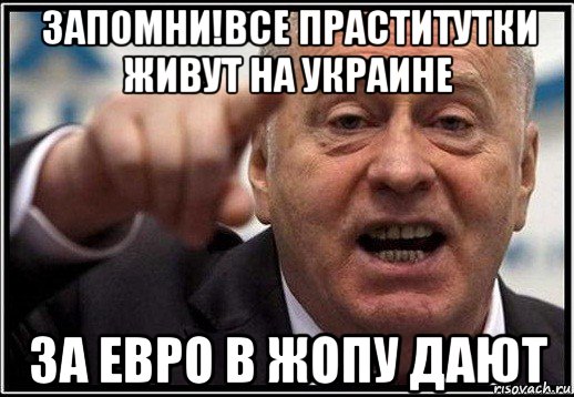 запомни!все праститутки живут на украине за евро в жопу дают, Мем жириновский ты