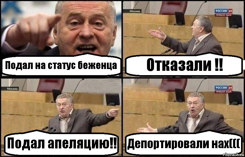 Подал на статус беженца Отказали !! Подал апеляцию!! Депортировали нах(((, Комикс Жириновский