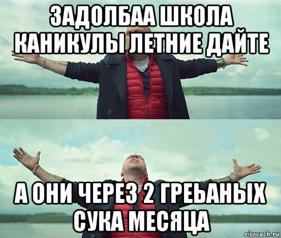 задолбаа школа каникулы летние дайте а они через 2 греьаных сука месяца, Мем Безлимитище