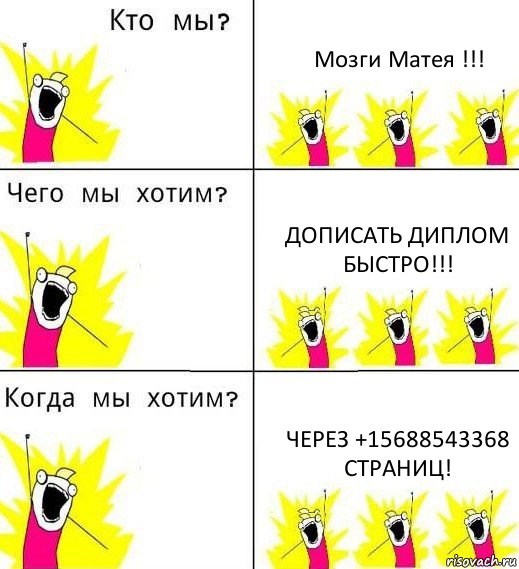 Мозги Матея !!! Дописать диплом быстро!!! Через +15688543368 страниц!, Комикс Что мы хотим