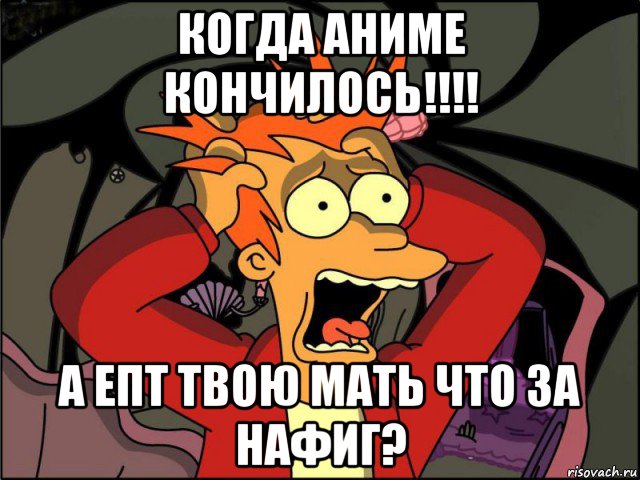 когда аниме кончилось!!!! а епт твою мать что за нафиг?, Мем Фрай в панике