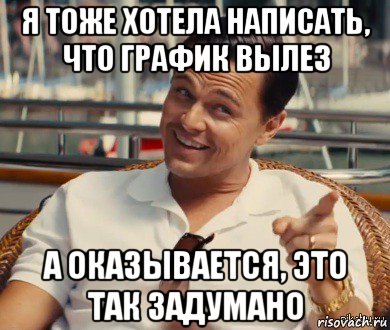 я тоже хотела написать, что график вылез а оказывается, это так задумано, Мем Хитрый Гэтсби