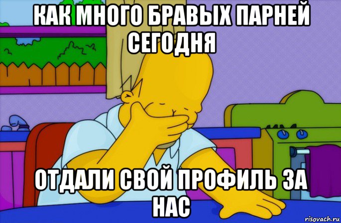 как много бравых парней сегодня отдали свой профиль за нас, Мем Homer simpson facepalm