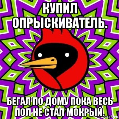 купил опрыскиватель. бегал по дому пока весь пол не стал мокрый., Мем Омская птица