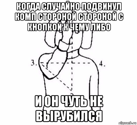 когда случайно подвинул комп стороной стороной с кнопкой к чему либо и он чуть не вырубился, Мем  Перекреститься