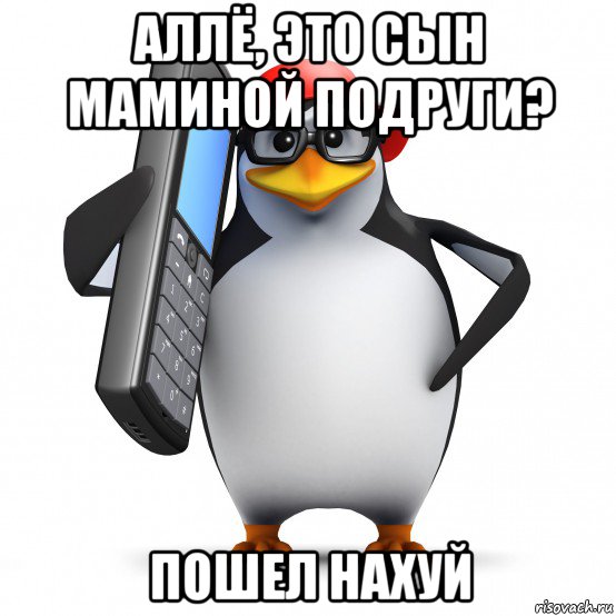 аллё, это сын маминой подруги? пошел нахуй, Мем   Пингвин звонит