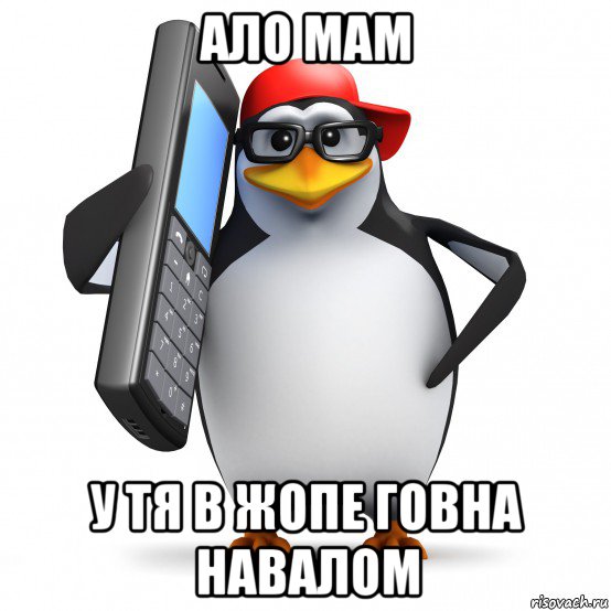 ало мам у тя в жопе говна навалом, Мем   Пингвин звонит