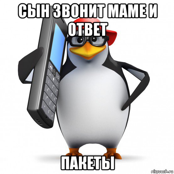 сын звонит маме и ответ пакеты, Мем   Пингвин звонит