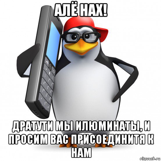 алё нах! дратути мы илюминаты, и просим вас присоединитя к нам, Мем   Пингвин звонит