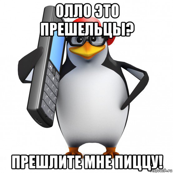 олло это прешельцы? прешлите мне пиццу!, Мем   Пингвин звонит