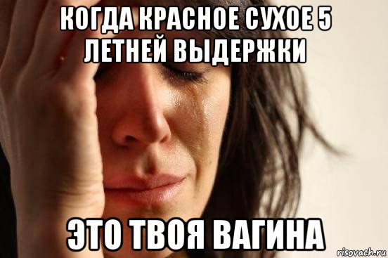 когда красное сухое 5 летней выдержки это твоя вагина, Мем Девушка плачет