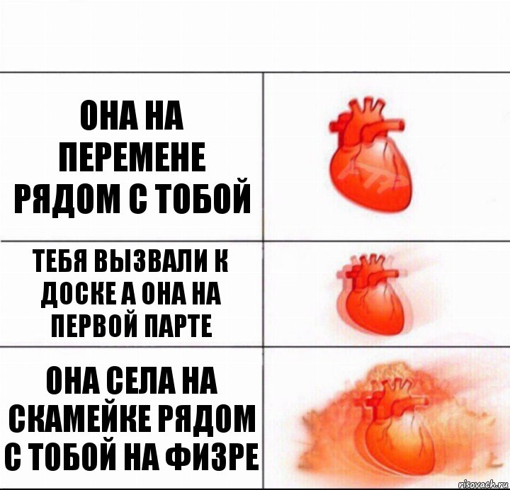 она на перемене рядом с тобой тебя вызвали к доске а она на первой парте она села на скамейке рядом с тобой на физре, Комикс  Расширяюшее сердце