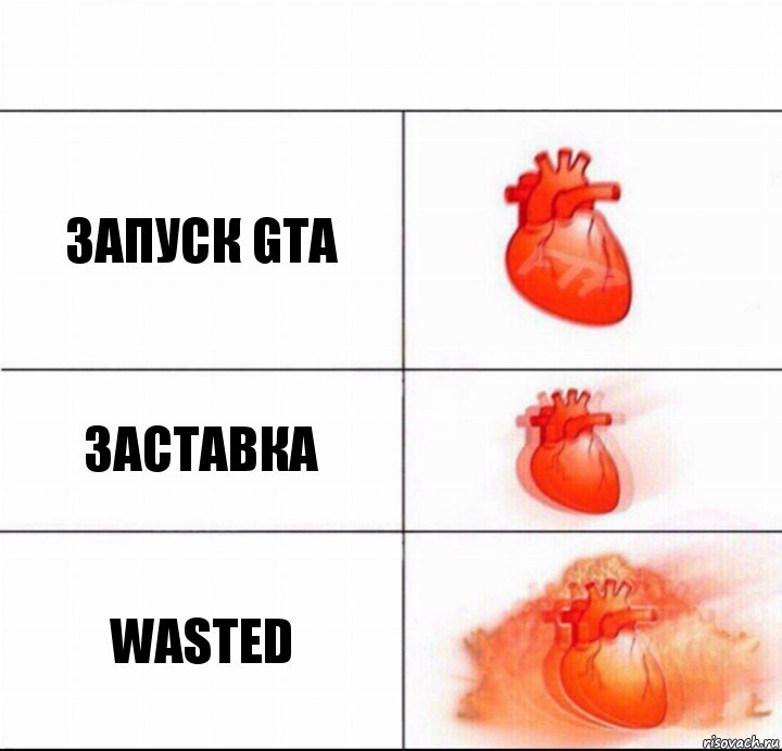 Запуск GTA Заставка wasted, Комикс  Расширяюшее сердце