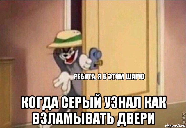  когда серый узнал как взламывать двери, Мем    Ребята я в этом шарю