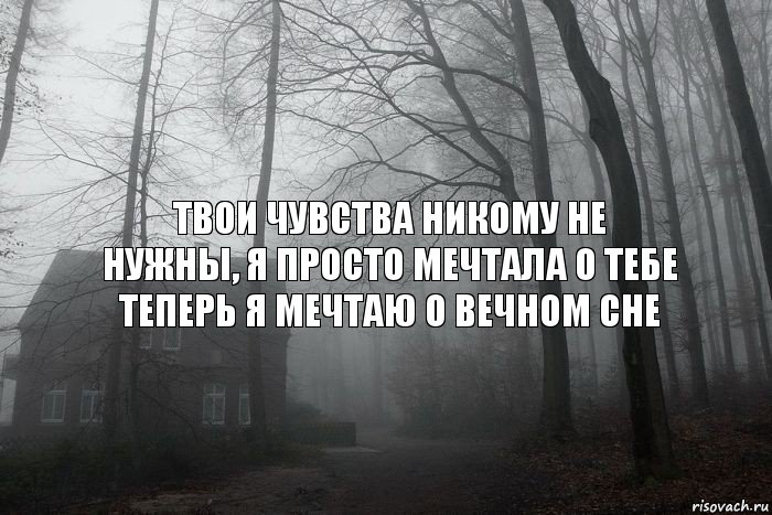 твои чувства никому не нужны, я просто мечтала о тебе
Теперь я мечтаю о вечном сне