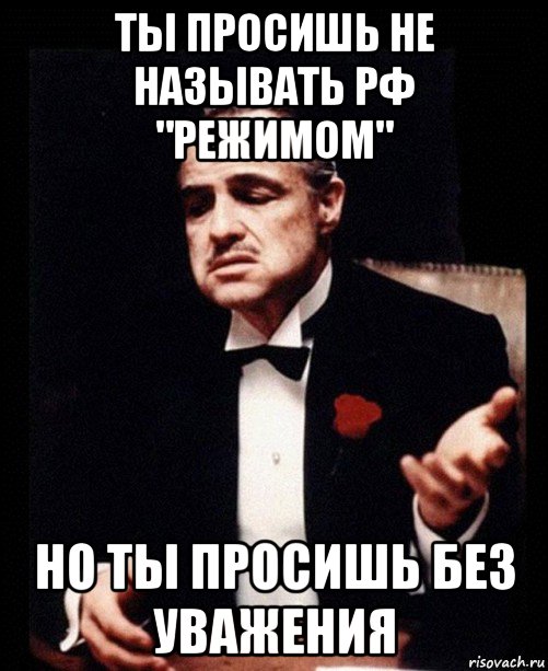 ты просишь не называть рф "режимом" но ты просишь без уважения, Мем ты делаешь это без уважения