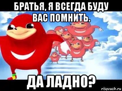 братья, я всегда буду вас помнить. да ладно?, Мем Уганда наклз