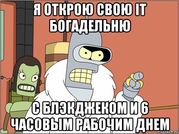 я открою свою it богадельню с блэкджеком и 6 часовым рабочим днем, Мем Бендер