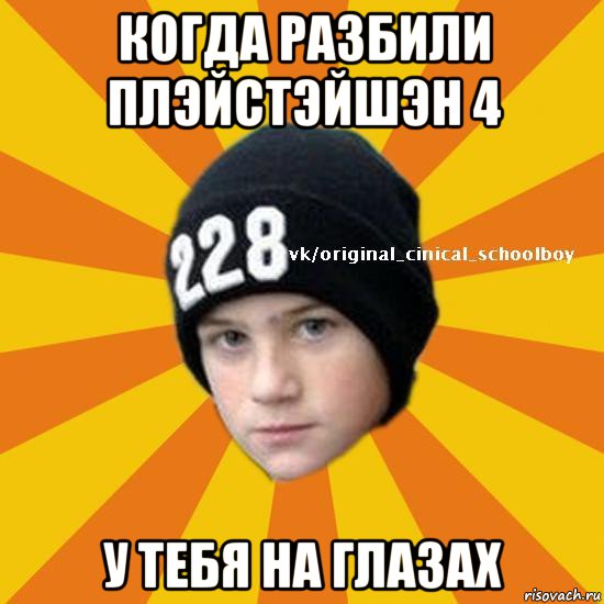 когда разбили плэйстэйшэн 4 у тебя на глазах, Мем  Циничный школьник