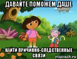 давайте поможем даше найти причинно-следственные связи, Мем Даша следопыт