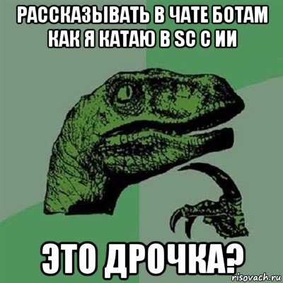 рассказывать в чате ботам как я катаю в sc c ии это дрочка?, Мем Филосораптор