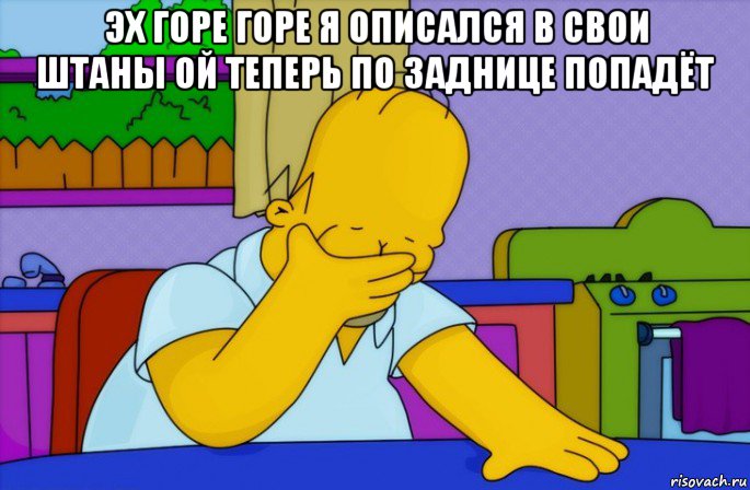 эх горе горе я описался в свои штаны ой теперь по заднице попадёт , Мем Homer simpson facepalm