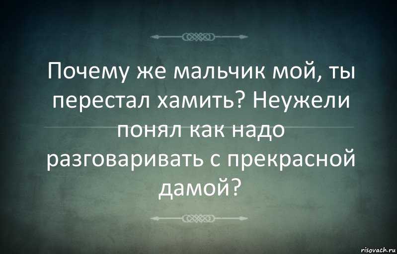 Почему же мальчик мой, ты перестал хамить? Неужели понял как надо разговаривать с прекрасной дамой?, Комикс Игра слов 3