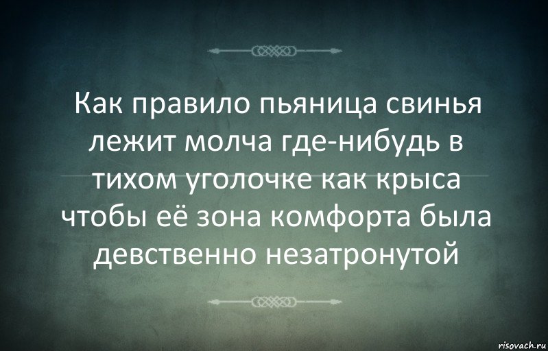 Как правило пьяница свинья лежит молча где-нибудь в тихом уголочке как крыса чтобы её зона комфорта была девственно незатронутой, Комикс Игра слов 3