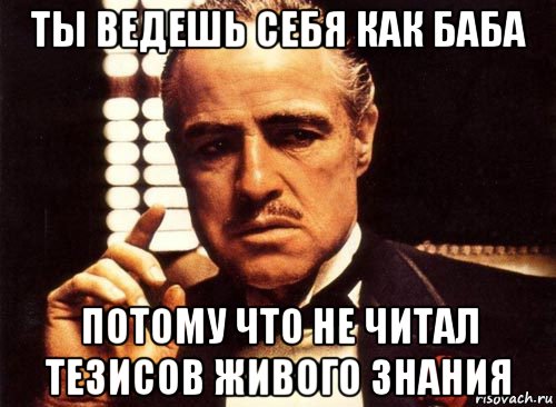 ты ведешь себя как баба потому что не читал тезисов живого знания, Мем крестный отец