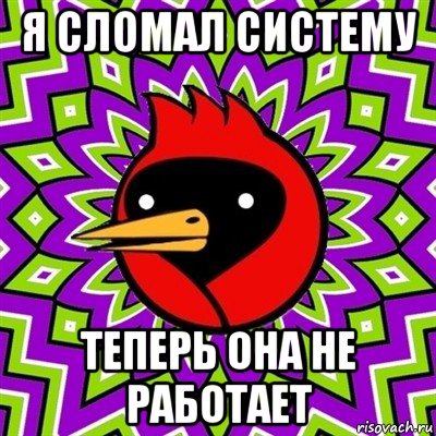 я сломал систему теперь она не работает, Мем Омская птица