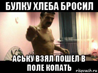 булку хлеба бросил аську взял пошел в поле копать, Мем Паскуда тварь