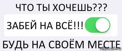 ЧТО ТЫ ХОЧЕШЬ??? ЗАБЕЙ НА ВСЁ!!! БУДЬ НА СВОЁМ МЕСТЕ, Комикс Переключатель