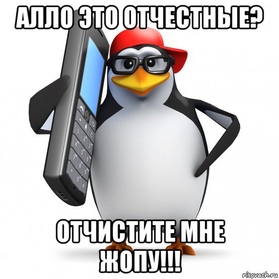 алло это отчестные? отчистите мне жопу!!!, Мем   Пингвин звонит