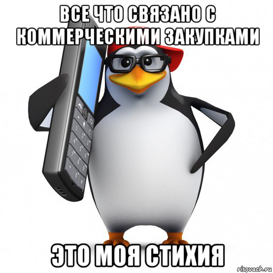 все что связано с коммерческими закупками это моя стихия, Мем   Пингвин звонит