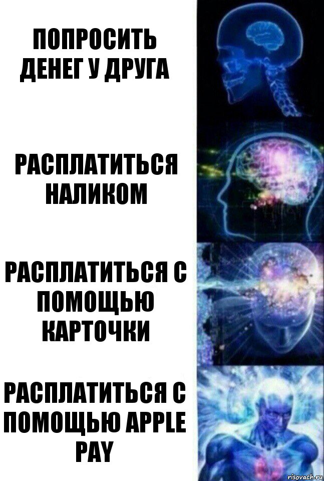 попросить денег у друга расплатиться наликом расплатиться с помощью карточки расплатиться с помощью Apple Pay, Комикс  Сверхразум