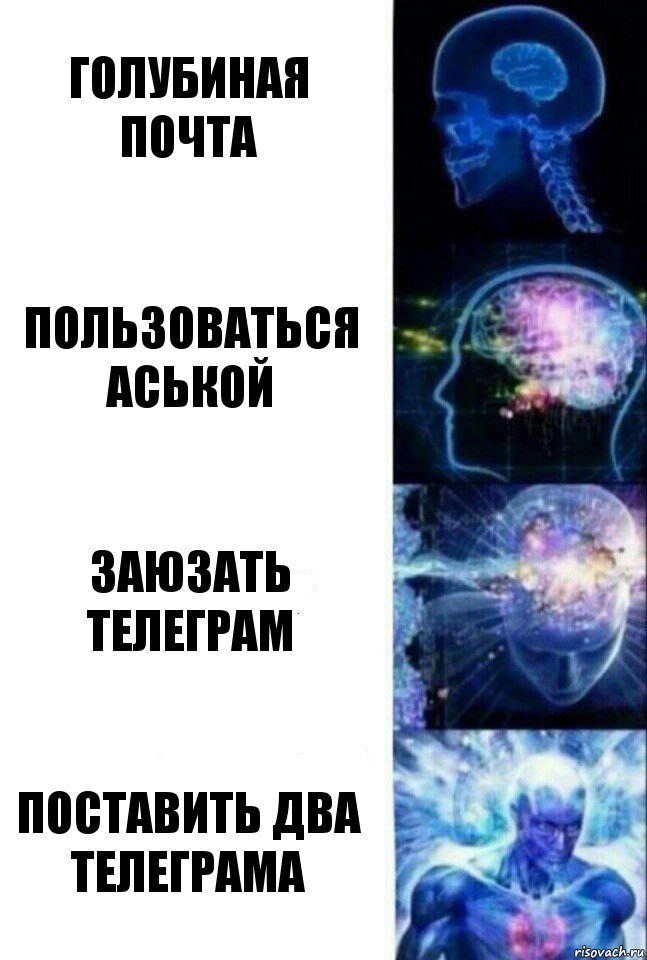 голубиная почта пользоваться аськой заюзать телеграм поставить два телеграма, Комикс  Сверхразум