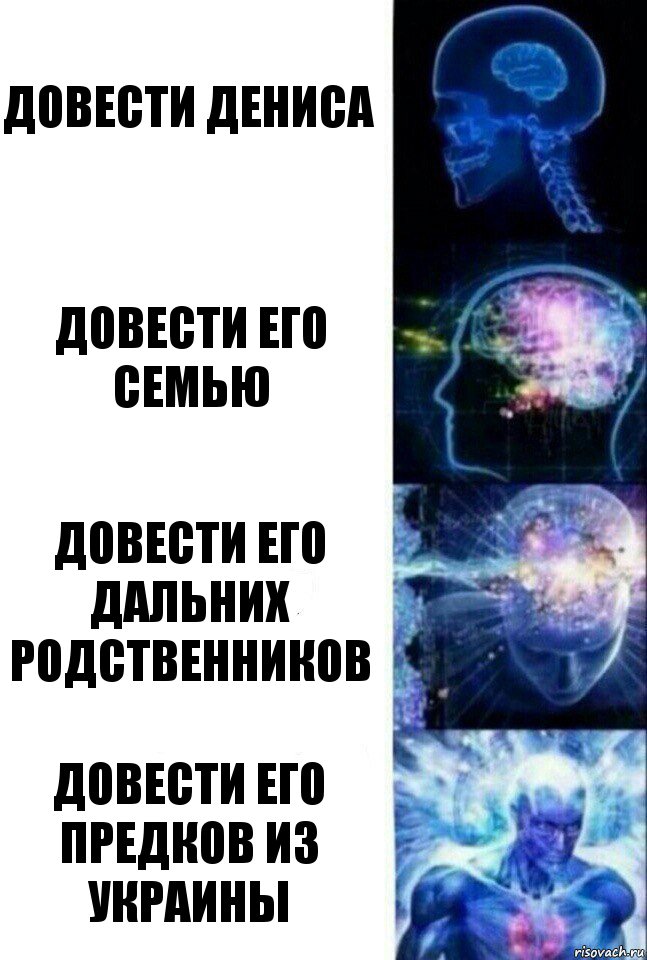 Довести Дениса Довести его семью Довести его дальних родственников Довести его предков из Украины, Комикс  Сверхразум