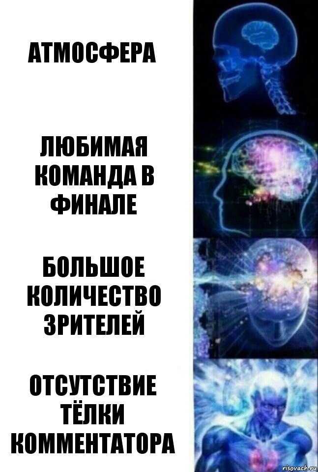 АТМОСФЕРА ЛЮБИМАЯ КОМАНДА В ФИНАЛЕ БОЛЬШОЕ КОЛИЧЕСТВО ЗРИТЕЛЕЙ ОТСУТСТВИЕ ТЁЛКИ КОММЕНТАТОРА, Комикс  Сверхразум